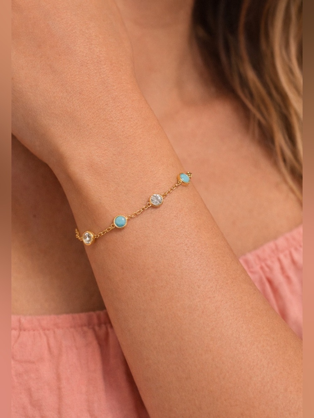 Giani Bernini Gold and Blue 18k over Sterling Silver CZ Turquoise Bracelet